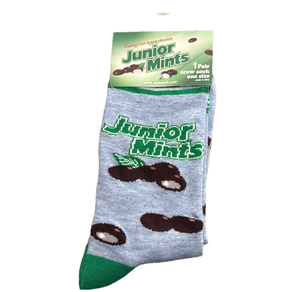 Junior Mints Blue and Green Casual Crew Socks with Playful Design NWT